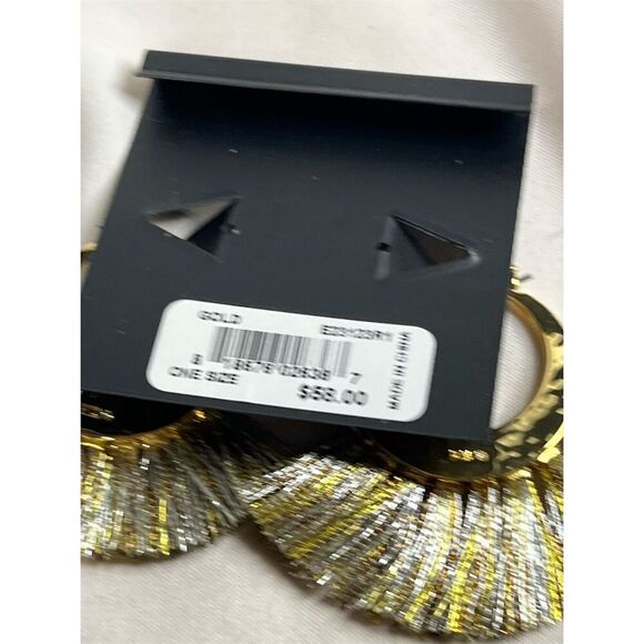 Rebecca Minkoff Women's Gold and Silver Palm Tassel Hoop Earrings NWT - Picture 5 of 5